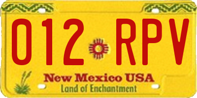 NM license plate 012RPV