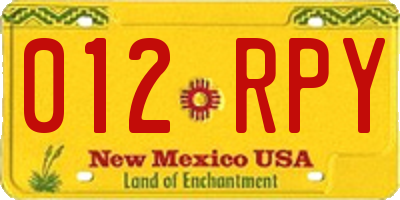 NM license plate 012RPY