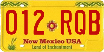 NM license plate 012RQB