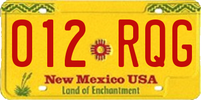 NM license plate 012RQG