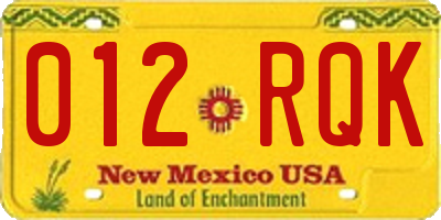 NM license plate 012RQK