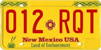 NM license plate 012RQT