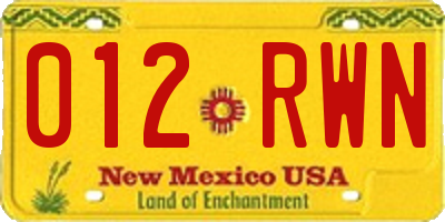NM license plate 012RWN