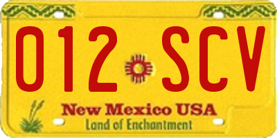 NM license plate 012SCV