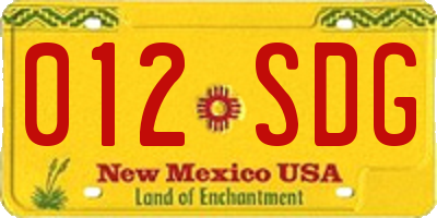 NM license plate 012SDG