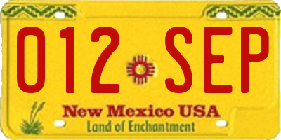 NM license plate 012SEP
