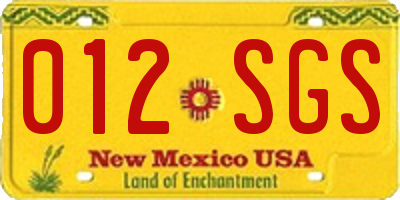 NM license plate 012SGS