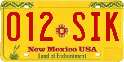 NM license plate 012SIK