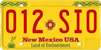 NM license plate 012SIO