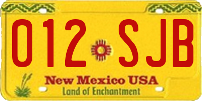 NM license plate 012SJB