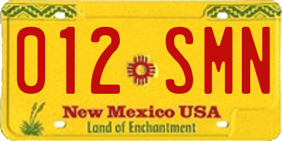 NM license plate 012SMN