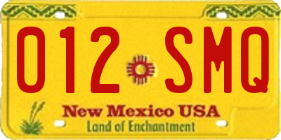 NM license plate 012SMQ