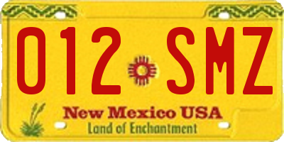NM license plate 012SMZ