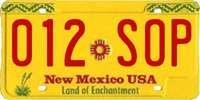 NM license plate 012SOP