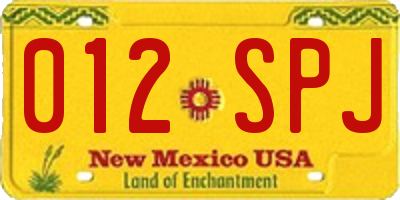 NM license plate 012SPJ