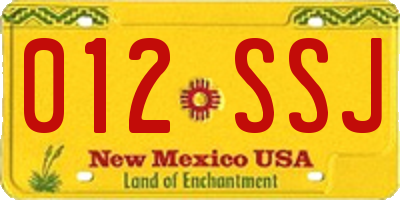 NM license plate 012SSJ