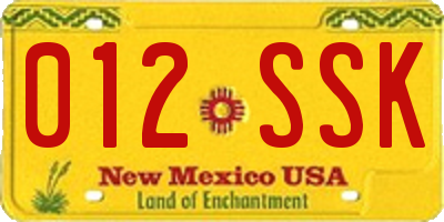 NM license plate 012SSK