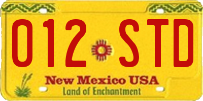 NM license plate 012STD