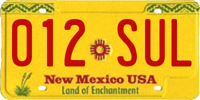 NM license plate 012SUL