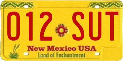 NM license plate 012SUT