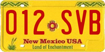 NM license plate 012SVB