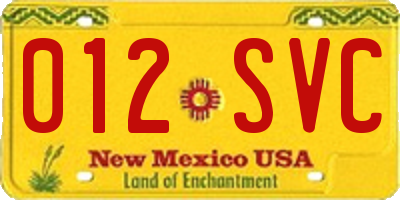 NM license plate 012SVC