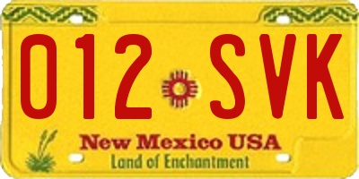 NM license plate 012SVK