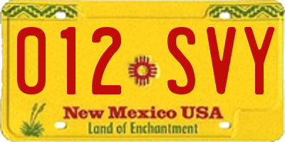 NM license plate 012SVY