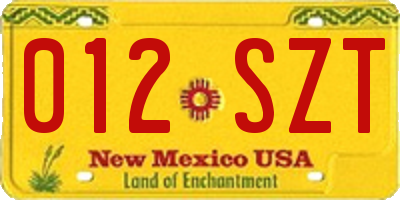 NM license plate 012SZT