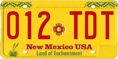 NM license plate 012TDT