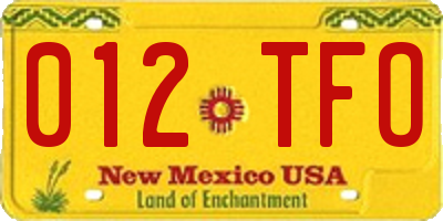 NM license plate 012TFO