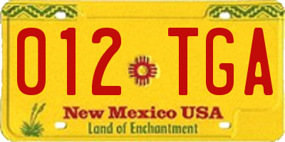 NM license plate 012TGA