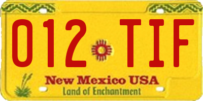 NM license plate 012TIF