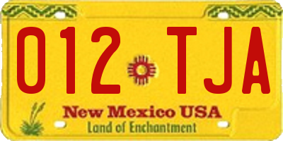NM license plate 012TJA