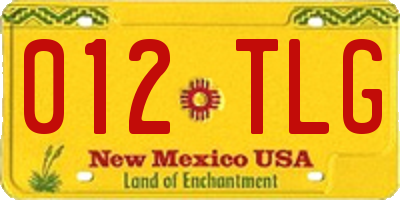 NM license plate 012TLG