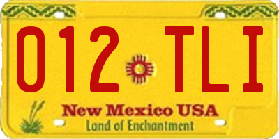 NM license plate 012TLI