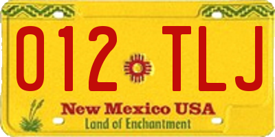 NM license plate 012TLJ