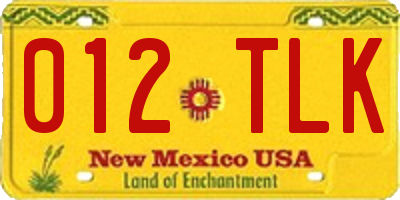 NM license plate 012TLK