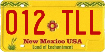 NM license plate 012TLL