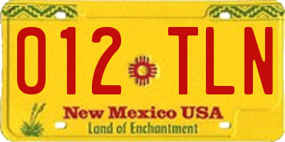 NM license plate 012TLN