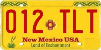 NM license plate 012TLT