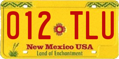 NM license plate 012TLU