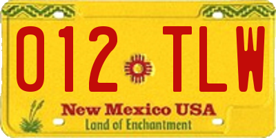 NM license plate 012TLW