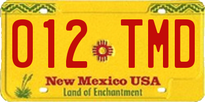 NM license plate 012TMD