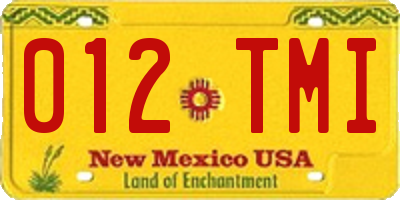 NM license plate 012TMI