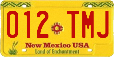 NM license plate 012TMJ