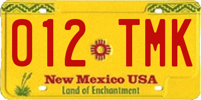 NM license plate 012TMK