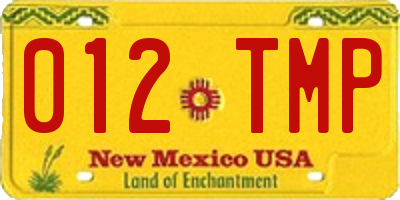 NM license plate 012TMP
