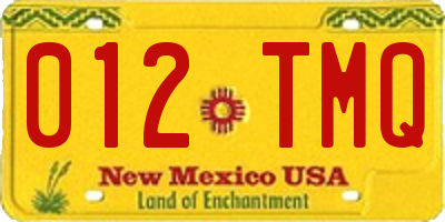 NM license plate 012TMQ