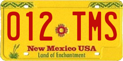 NM license plate 012TMS